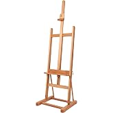 Mabef M10 Studio Easel, Oiled Beech Wood H-Frame Artist Easel with Adjustable Height and Tilt for Oil Acrylic Pastel Painting