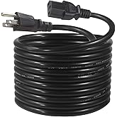12FT Computer Monitor Replacement Power Cord -Black Long Standard PC Replace AC 3 Prong Power Supply Cord Heavy Duty 18AWG IE
