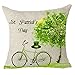 FELENIW Happy St. Patrick Day Green Big Tree Leaf Bicycle hat Throw Pillow Cover Cushion Case Cotton Linen Material Decorative 18x18 inches