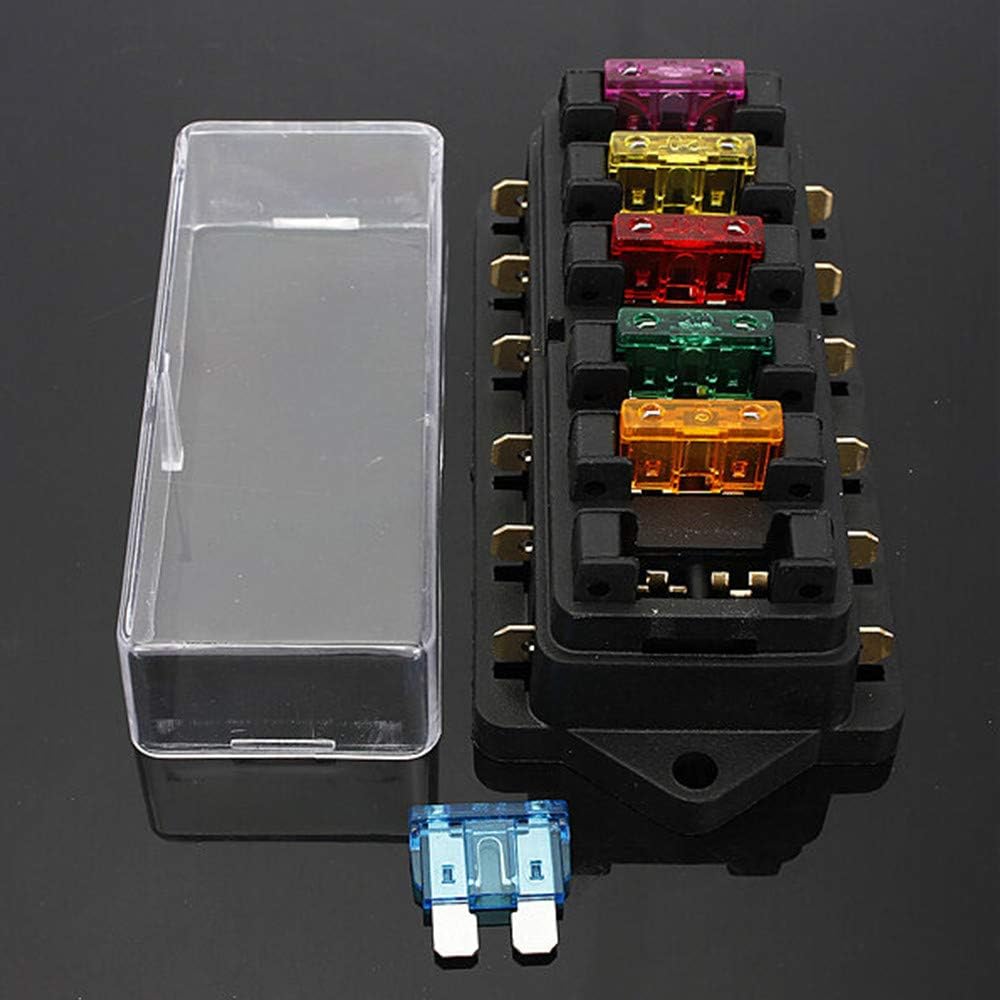 Ninth-City 6 Way Blade Fuse Block Waterproof Fuse Box Holder with Negative Bus ATC/ATO for 12V 24V Boat Marine Yacht Vehicle Auto RV Car Trailer Truck SUV Vehicle: Automotive