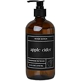 River Birch Apple Cider Scented Natural Hand Soap - Handmade Soap - Moisturizing Hand Wash with Amber Glass Dispenser - Luxury Scented Hydrating Hand Soap - Vegan and Non-Toxic - 16 Fl Oz