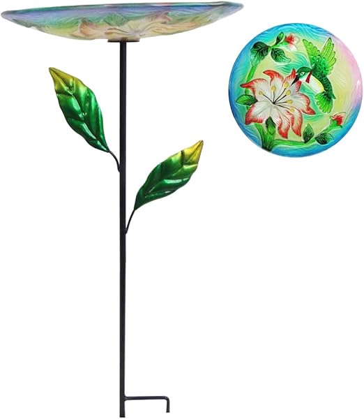 Comfy Hora 24 Bebedero para pájaros colibrí Cristal en Forma de Flor de