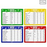Keto Diet Cheat Sheet Magnets，Ketogenic Diet Fridge Magnet 4 Pcs,Diet Food List Quick Guide Reference Charts (P)