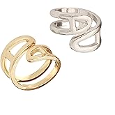 SYWDUDUCLT Scarf Ring for Women's Shawl, Silk Neckerchief, Tshirt, Gold/Sivler, S/M/L, 2 Pcs