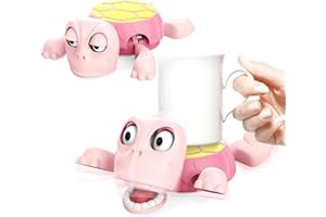 Tikapo Super Fun Gravity - Powered Turtle Coasters Sea Turtle Drink Coasters for Your Tea Coffee Table, The Cutest Cup Holder Desk Decor and Hilarious Gifts - Pink