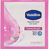 Vaseline Healthy Plus Bar Soap, Healthy Bright, 75g, 3-Pack