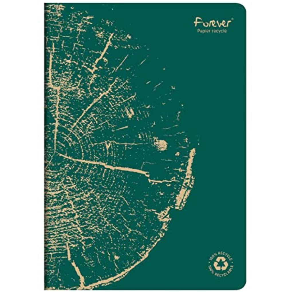 Clairefontaine 684661C A Notebook Forever Collection Stapled 100% Recycled Pine Green - A4 21x29,7cm - 96 Lined Pages - Recycled White Paper 90 g - Card Cover
