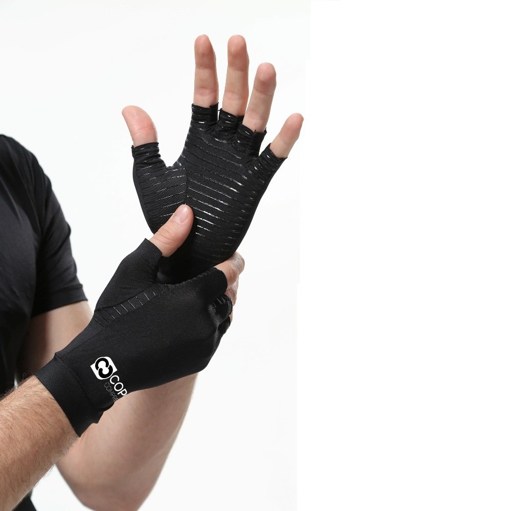 Copper Compression Arthritis Gloves - GUARANTEED Highest Copper Content. #1 Best Copper Infused Fit Glove For Carpal Tunnel, Computer Typing, And Everyday Support For Hands And Joints (1 PAIR)