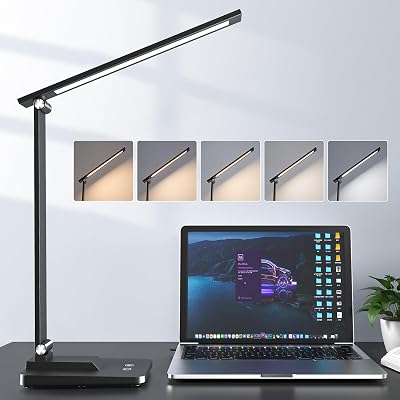One Fire LED Desk Lamp 15 Modes 500 Lumen Dimmable USB Office Lamp