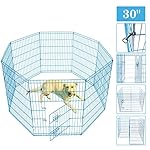 Idealchoiceproduct Pet Playpen Pet Pen Folding Wire Dog Exercise Pen Pet Fence Yard Fence 8 Panel Cage 24-42 Inch-Blue Color