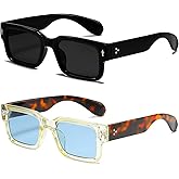 EYLRIM Square Frame Sunglasses for Women Men Trendy Chunky Rectangle Sun Glasses Black Shades UV400 Protection