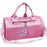 Ballet Bag for Toddler Girls, Pink Dance Bag for Girls 4-6 Years Old, Ballet Gym Bag with Zipper Pocket for Dance Shoe, Water Bottle Gift for Kids (Ballet shoe pattern)