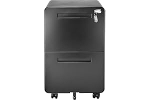 Moustache 2-Drawer Locking Filing Cabinet with Wheels, Under Desk Vertical File Cabinet for Home Office, Fits Letter/Legal/A4