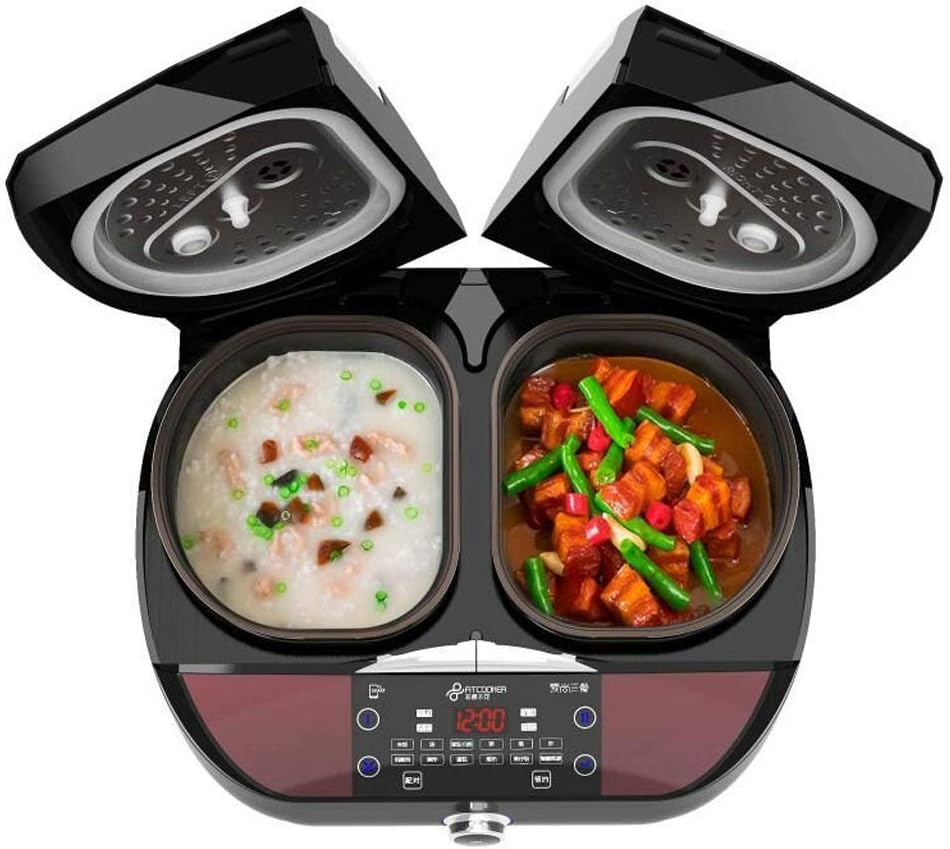Mysida Smart Double Pot Double Body Rice Cooker 5L Multi-function Automatic Household 5~6 Person Appointment, Black