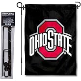 Ohio State Buckeyes Black Garden Flag with Stand Holder