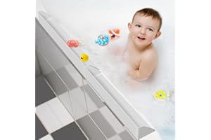 Resseor Splash Guard for Bathtub, 3.8" x 3.6" Silicone Bath Tub Splash Guard with 6 Suction Cups, Bathtub SplashGuard Play Shelf Area for Kids with 3°Drainage Slope for Faster Drying - 2 Packs White