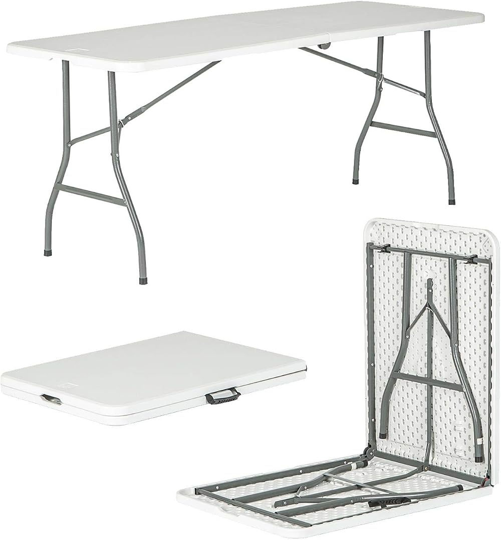 Harbour Housewares 180cm Rectangle Folding Heavy Duty Trestle Table White