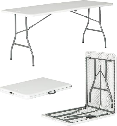 Harbour Housewares 180cm Rectangle Folding Heavy Duty Trestle Table White