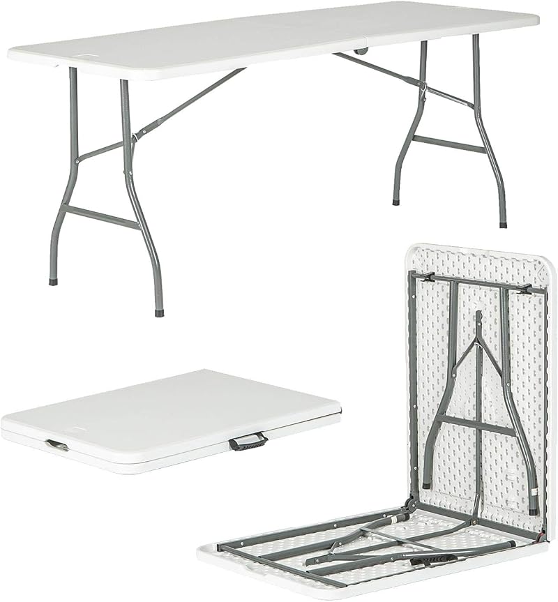 Harbour Housewares 180cm Rectangle Folding Heavy Duty Trestle Table White