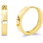 14k REAL Yellow/White Gold 2.5mm Thickness Hoop Huggie Earrings