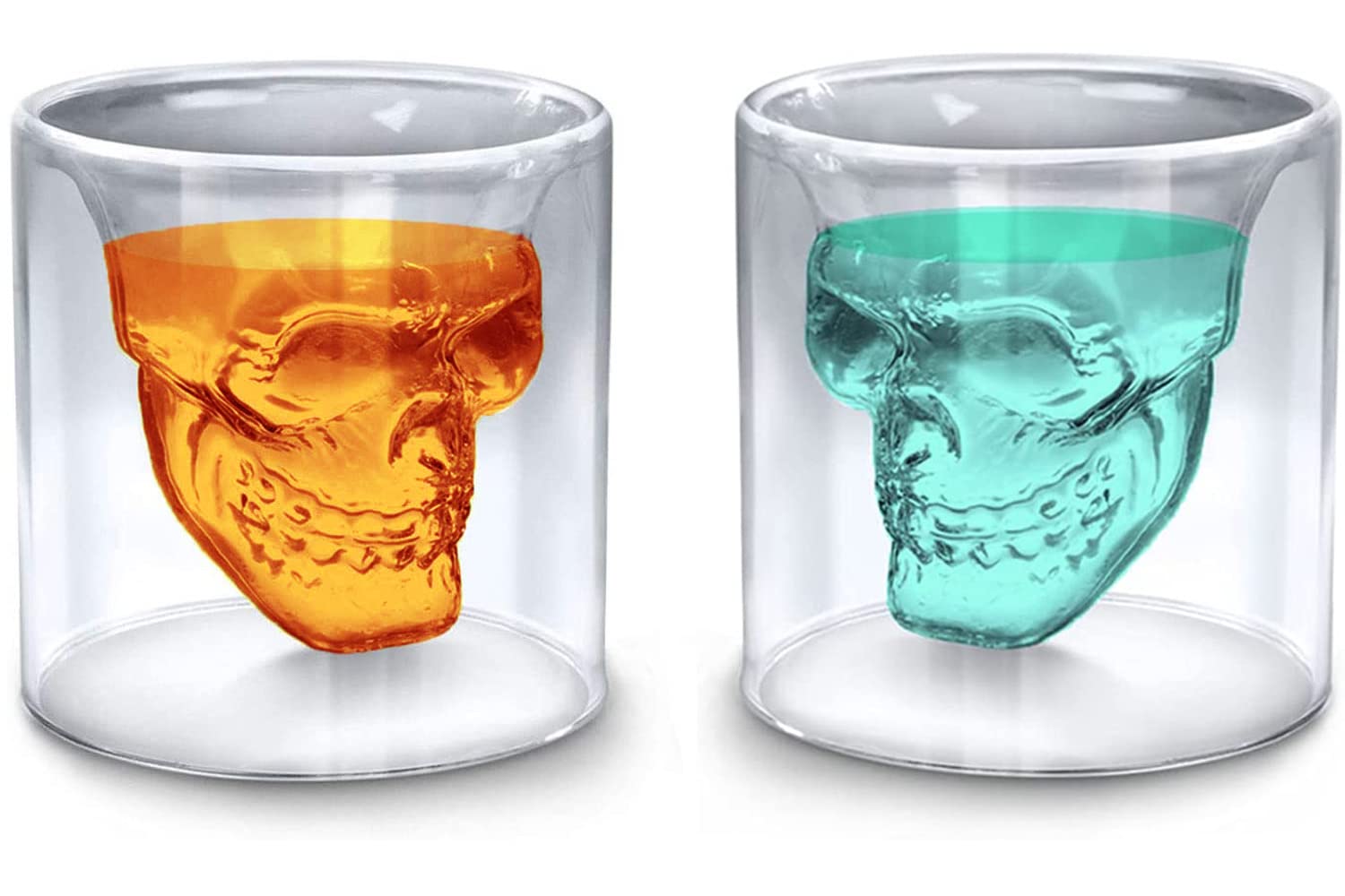 Webao Set of 2 Whiskey Glasses Crystal Skull Shot Glass Wine Beer Cocktails Cup, 250ml