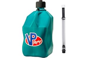 VP Racing 3622-CA, 5.5-Gallon Square Motorsport Jug Caribbean w/ 14" Deluxe Hose Close-Trimmed Cap and Neck for Tight Seal (1 Pack)