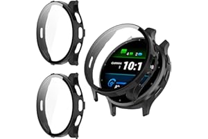 Kimiyaki 2 Pack for Garmin Venu 3S 41mm Screen Protector Case [Full Coverage], Hard PC Bumper All-Around Protective Accessories for Garmin Venu 3S Built-in Tempered Glass Film