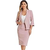 Allegra K Business Skirt Suit Set for Women's 2 Piece Office Work Outfit Collarless Blazer Pencil Skirt