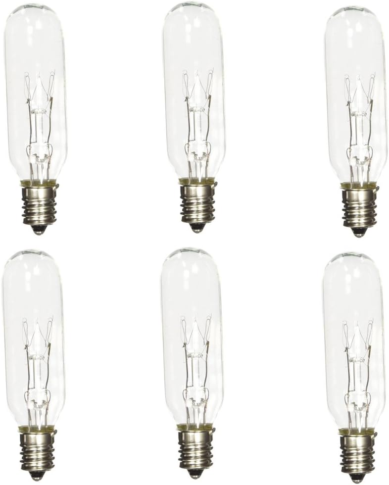 (Pack of 6) 15T6 15 Watt Tubular Light Bulb Candelabra E12 Base Clear Bulb: Home Improvement