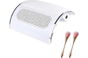 Nail Dust Collector, Portable Nail Vacuum Dust Collector & Nail Duster, Quiet Manicure Suction Machine with Dust Bags & 2 Bru