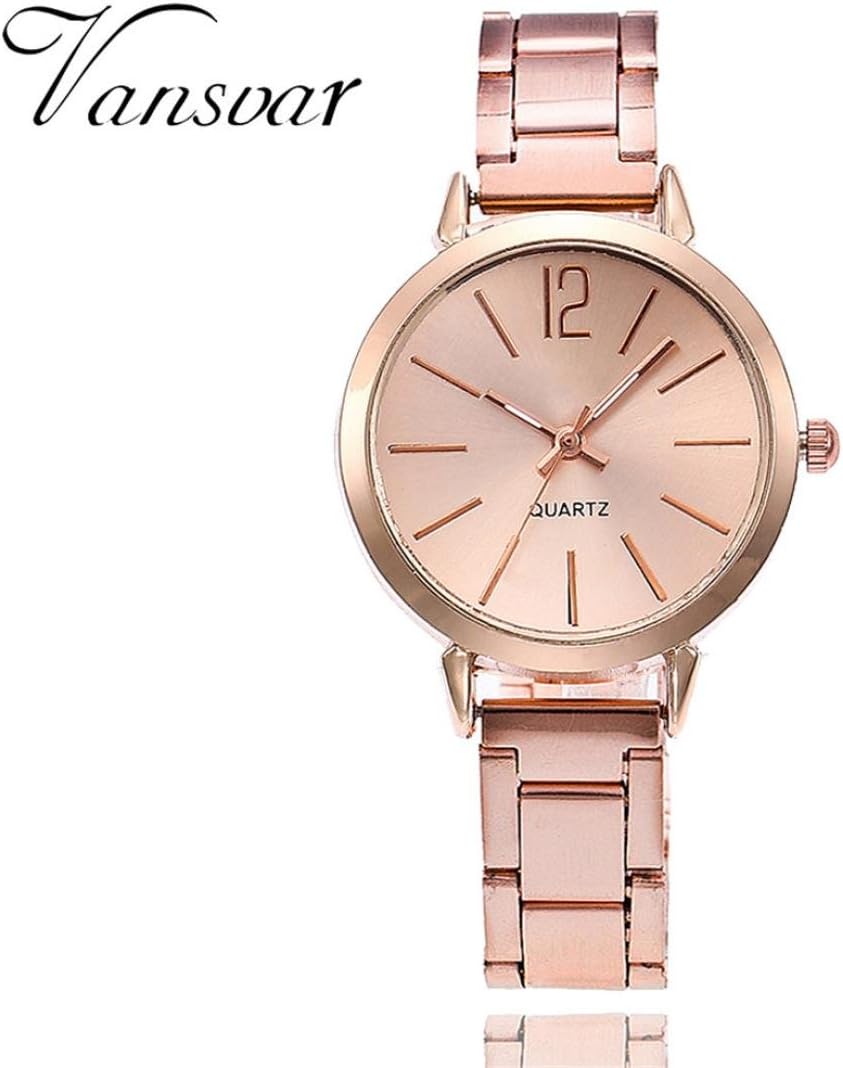 Diadia New Vansvar Casual Quartz Stainless Steel Band Marble Strap Watch Analog Wrist Watch (Rose Gold)