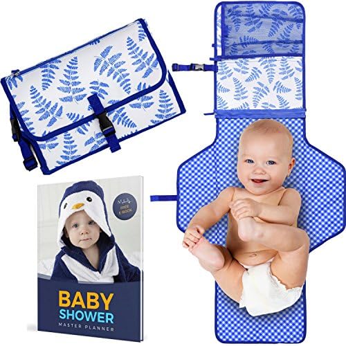 Portable Baby Changing Station by Makady Store | Waterproof Diaper Changing Pad Clutch for Boys and Girls | eBook with Tips and Tricks for an Awesome Baby Shower