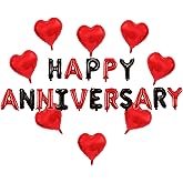 Happy Anniversary Balloon Banner Love Party Balloon Decoration (Black and red anniversary balloon)