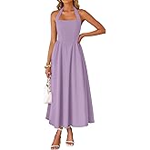 ZESICA Women's Summer Sleeveless Halter Midi Dress 2026 Off Shoulder High Waist Flowy Beach Wedding Guest Long Dresses