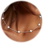 ORAZIO Dainty Gold Pearl Necklaces for Women, 14K Gold/Silver Plated Faux Pearl Choker Necklaces Trendy Small Pearl Necklace Strand Wedding Prom Bridal Pearls Jewelry Gifts