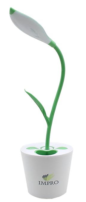 Impro Creative USB LED Desk Lamp, Sapling Pencil Container Design, 3 Brightness Levels with Touch Sensitive Switch, 360 Flexible Neck, USB Rechargeable, Eye Protection Smart LED - Usable in Office / Home