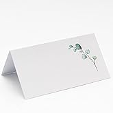 Watercolor Place Cards for Wedding or Party, Seating Place Cards for Tables, Scored for Easy Folding, 100 Pack, 2 x 3.5 Inche