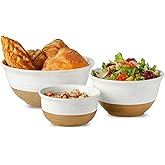 HASENSE Ceramic Mixing Bowls, Large Serving Salad Pasta Bowls Set, 2.1/1.0/0.5 Qt for Entertaining, White Nesting Batter Bowls for Prepping Baking, Dishwasher Microwave Safe, Set of 3