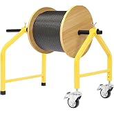 Gelacie 32" Wire Spool Rack, Portable Wire Reel Caddy, Removable Wheeled | Cable Dispenser, Steel Yellow Wire Pulling Rack with 300 lbs Capacity