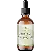 Squalane Oil - Pure, Refined, Plant-Derived, Non-GMO Squalene from Olives - 4 oz Glass & Dropper - Ultra Hydrating Carrier Facial Oil for Face, Skin, Hair, Body, Scalp & More - For All Skin Types