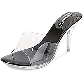MAIERNISI JESSI Clear Heels for Women Sandals Transparent Sexy Stilletos Heels Slip on Wedding Dress Heel Mules