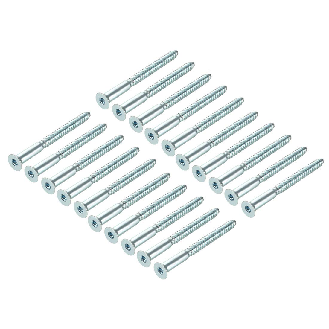 sourcing map Furniture Confirmat Screw 7x85mm Hex Socket Wood Screws Zinc Plated 20pcs
