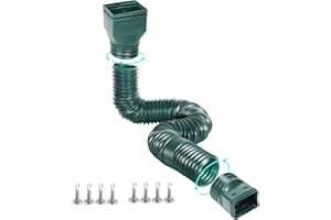 Gutterlix 1 Pack Flexible Gutter Downspout Extensions Extendable from 21" to 67", Downspout Extender Comes with Adapters, Thickened Down spout Drain Extension for Rainwater Drainage(Green)