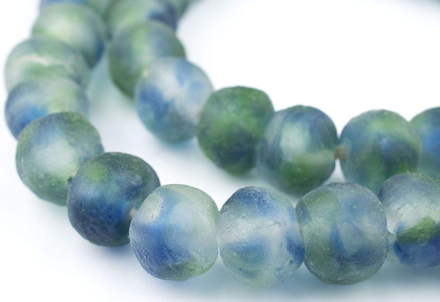 Seafoam Green Recycled Glass Beads Rustic 10mm Round Beads 40Pcs Beads
