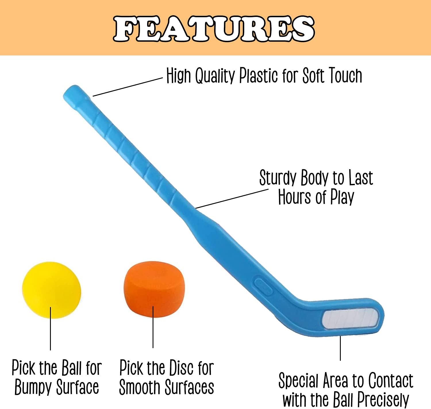 Liberty Imports Face Off Dual Hockey Sticks Youth Outdoor Sports Set for Kids Puck and Ball (1 Pack): Toys & Games
