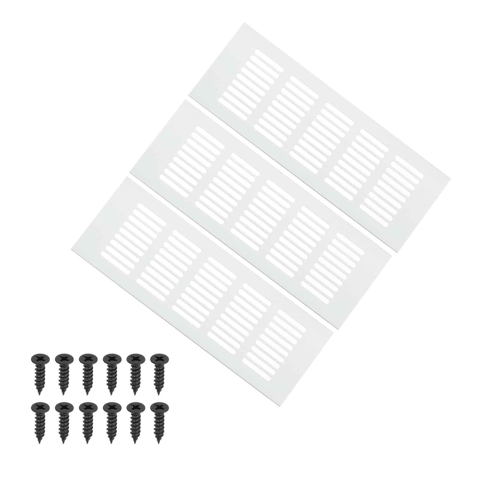 Photo 1 of PATIKIL 9 x 3 Inch Door Air Vent Cover, 3 Pcs Heavy Duty Aluminum Grille Ventilation Cover Louvered with Mounting Screws for Cabinet Wardrobe Door, Silver
