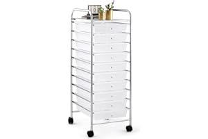 SILKYDRY 10 Drawer Rolling Storage Cart, Organization Cart with Drawers for Craft Makeup Paper Tool Art Supply, Versatile Uti