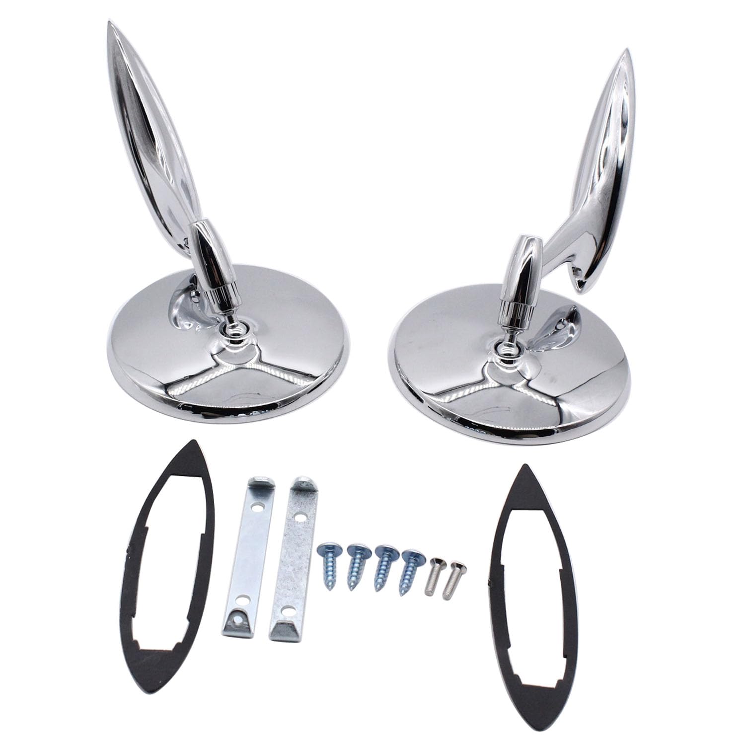 Photo 1 of 1 Pair Left Right Round Bowtie Outside Rearview Mirrors with Ribbed Base 654394765672 Fits for 1963-1964 Chevy Impala1963-1965 Chevy Corvair 1963-1964 Chevy II 1963-1964 Chevy Biscayne