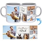 Custom Mug - Personalized Coffee Mug - Custom Cup with Pictures, Names, Text, Photos, Logos - 11, 15, and 20 oz with Color Options (DAD Wish (6 Images))