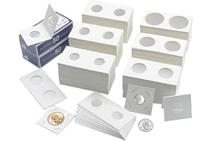 XXMBBJY 600 Pcs Coin Flips 6 Assorted Sizes 2" x 2" Cardboard Coin Holders Mylar Coin Flips for Colletors Coin Collection Supplies for Dime, Dollars, Penny, Quarter, Nickels Collecting